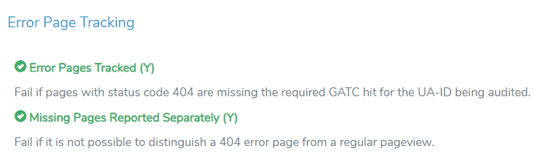 error page tracking google analytics