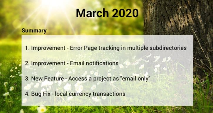 Updates March 2020